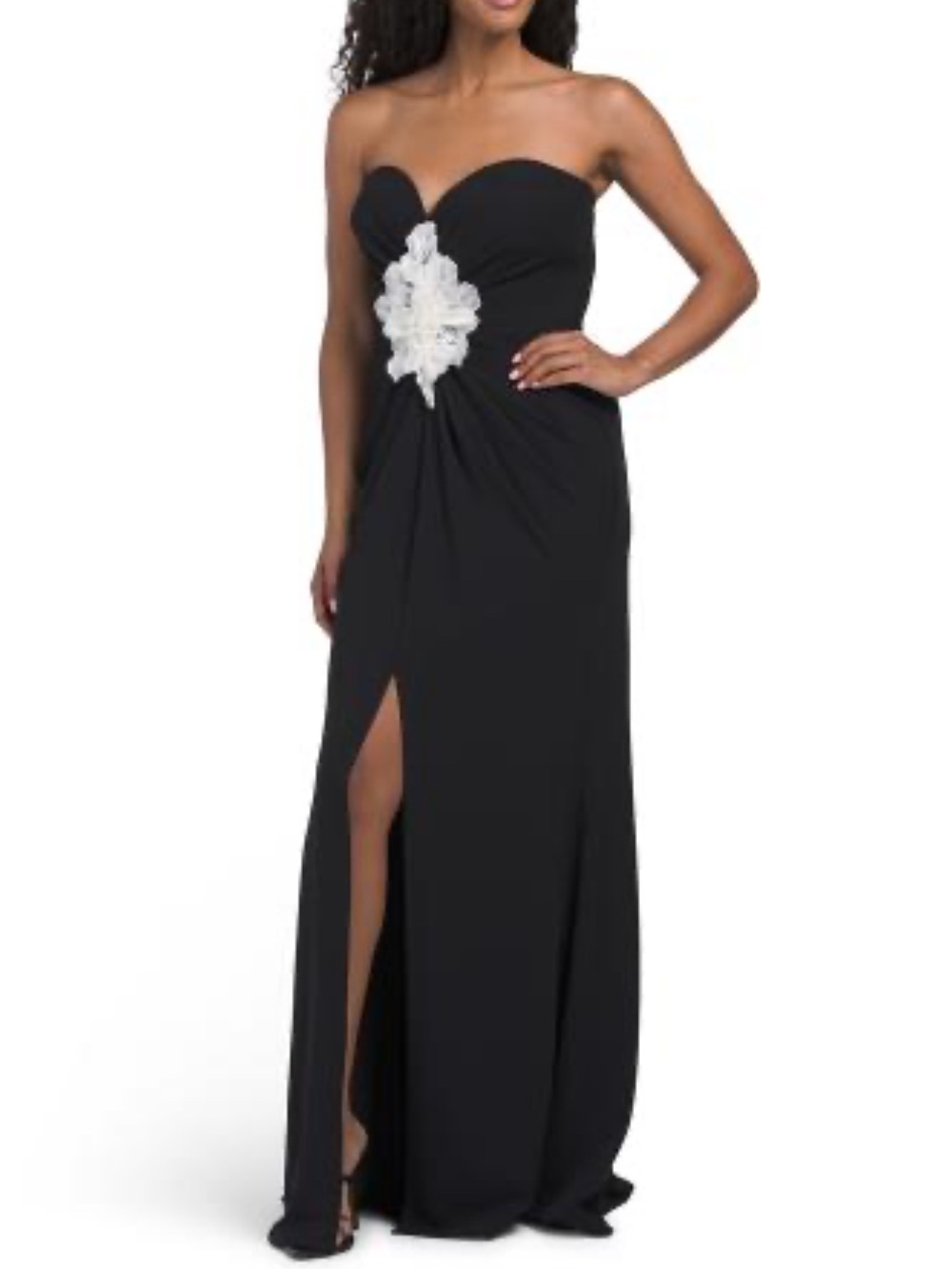 TADASHI SHOJI Strapless Rosette Placed Dress